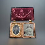 1850s Antique Victorian Double Portrait Union Case Civil War Daguerreotype Photo