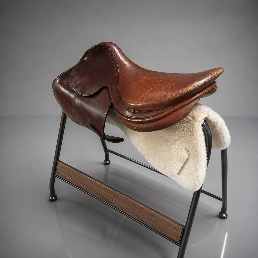 HERMÈS Paris Belgique Vintage Close Contact Jump Saddle 17.5 Rare Brown Leather