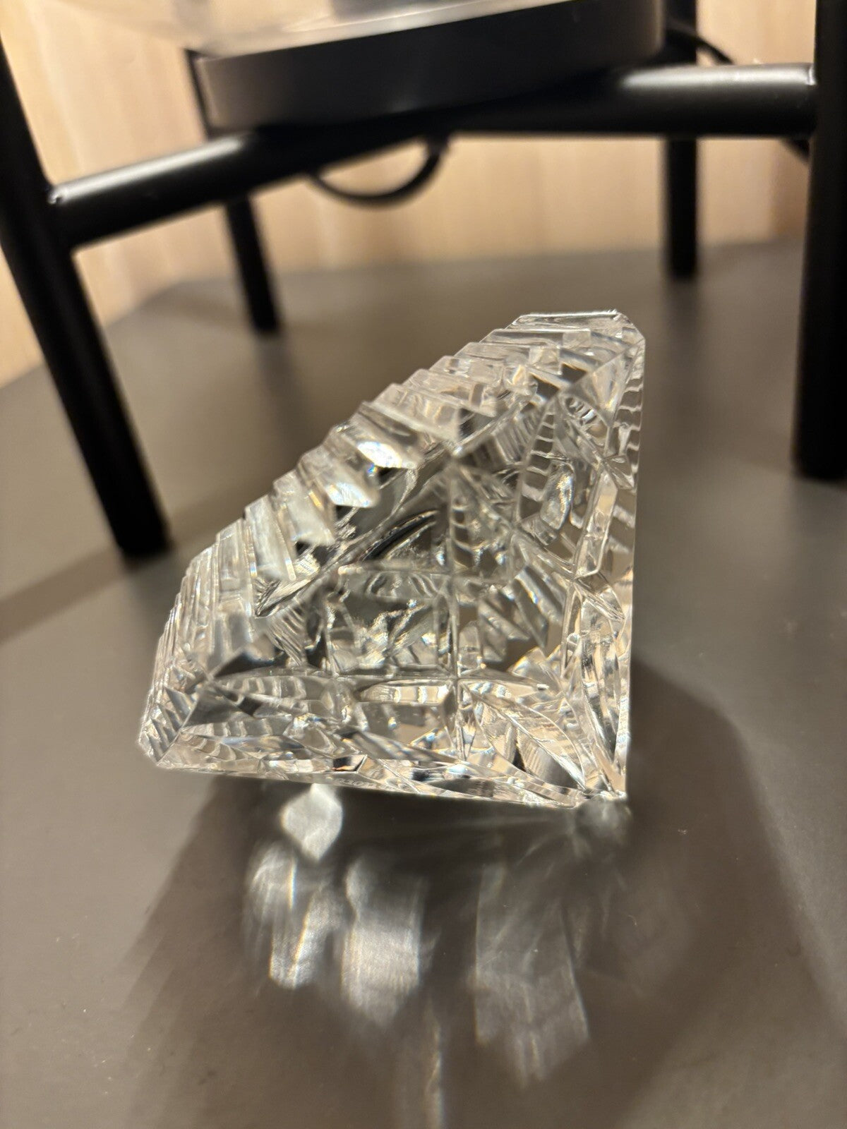 WATERFORD Vintage Crystal Art Deco Diamond Shape Desk Decor Clock 3.5"(org $350)