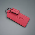 COACH Designer 2: Double Hangtag Charm Sport Red Leather Gunmetal Bead Chain NEW