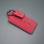 COACH Designer 2: Double Hangtag Charm Sport Red Leather Gunmetal Bead Chain NEW