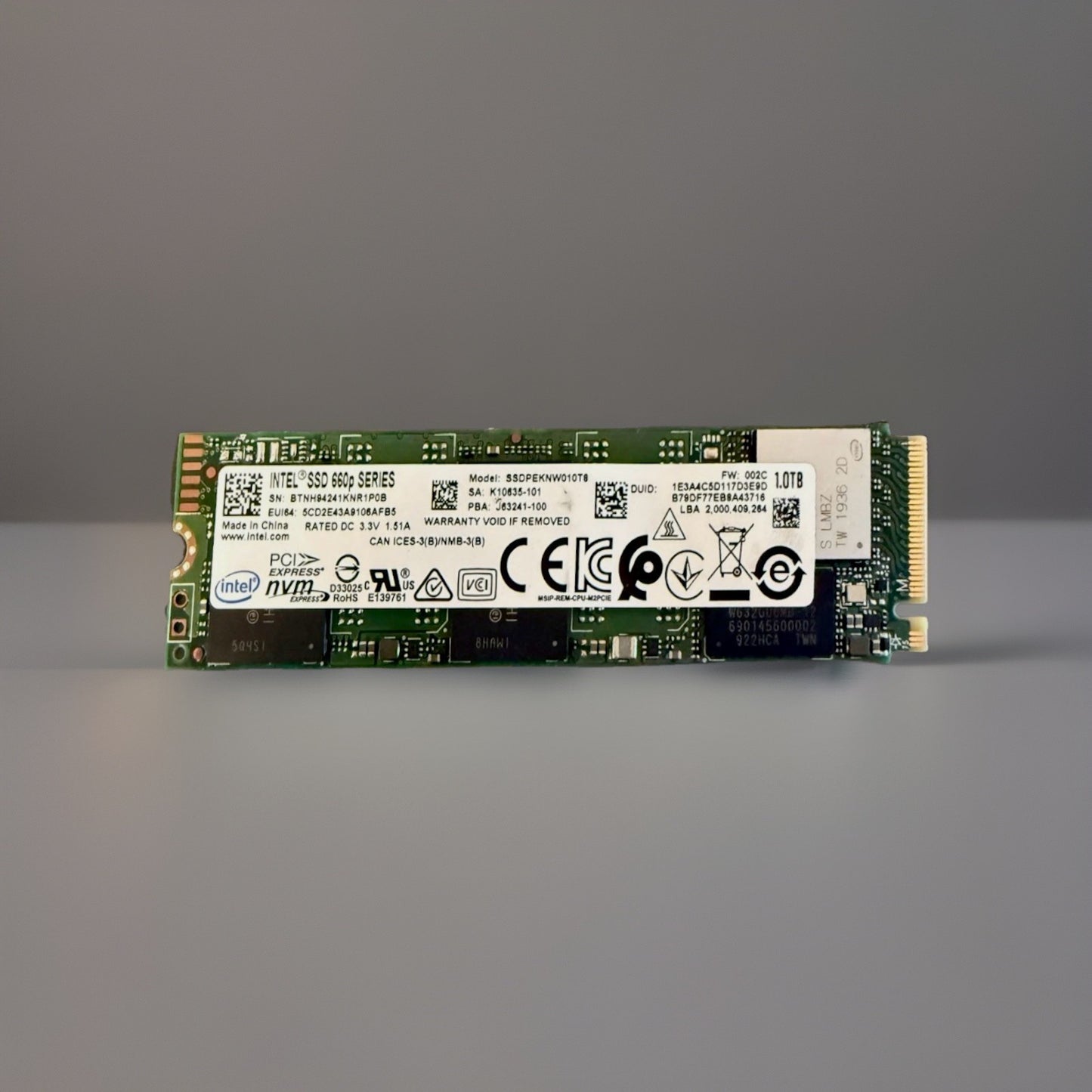 Intel 660p Series 1TB NVMe M.2 2280 PCIe 3.0 x4 SSD SSDPEKNW010T8
