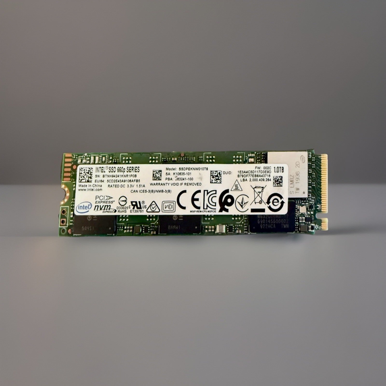 Intel 660p Series 1TB NVMe M.2 2280 PCIe 3.0 x4 SSD SSDPEKNW010T8