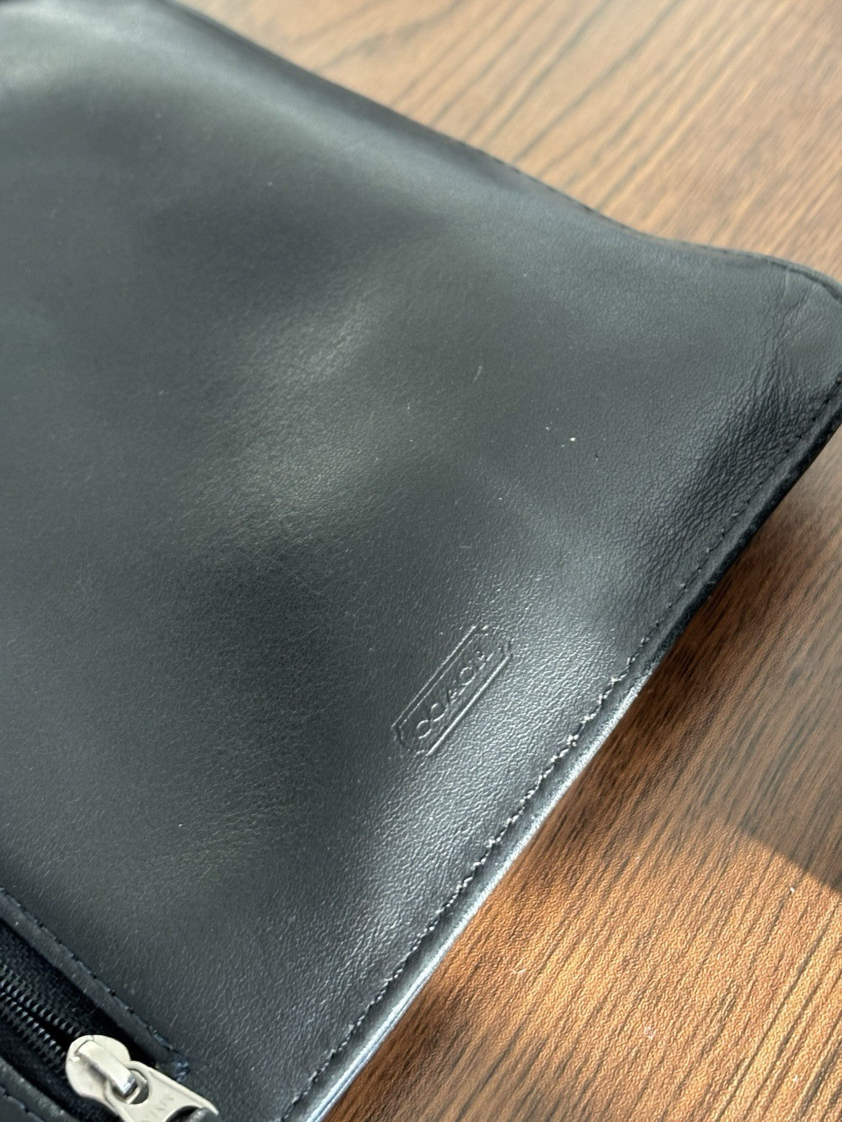 Vintage COACH Black Leather Pouch Crossbody Coach Create Custom Bottle Cap Pins