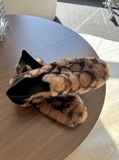 Rare New COACH Runway Shearling/leather Signature C slipper Driver (org $350)