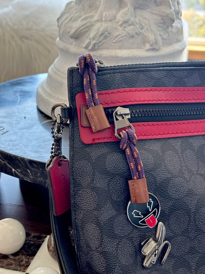 COACH Create Pin Banana/ Bolt Pins Accessory Toiletry Pouch Wristlet Red Leather