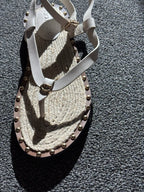 NEW Designer COACH Gracey Leather Studs Sandals w/ Jute Rope Size 7.5 (org $225)