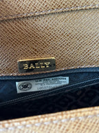 BALLY Brown Crossgrain Leather Shoulder Bag Gold Hardware Logo Purse (org $650)