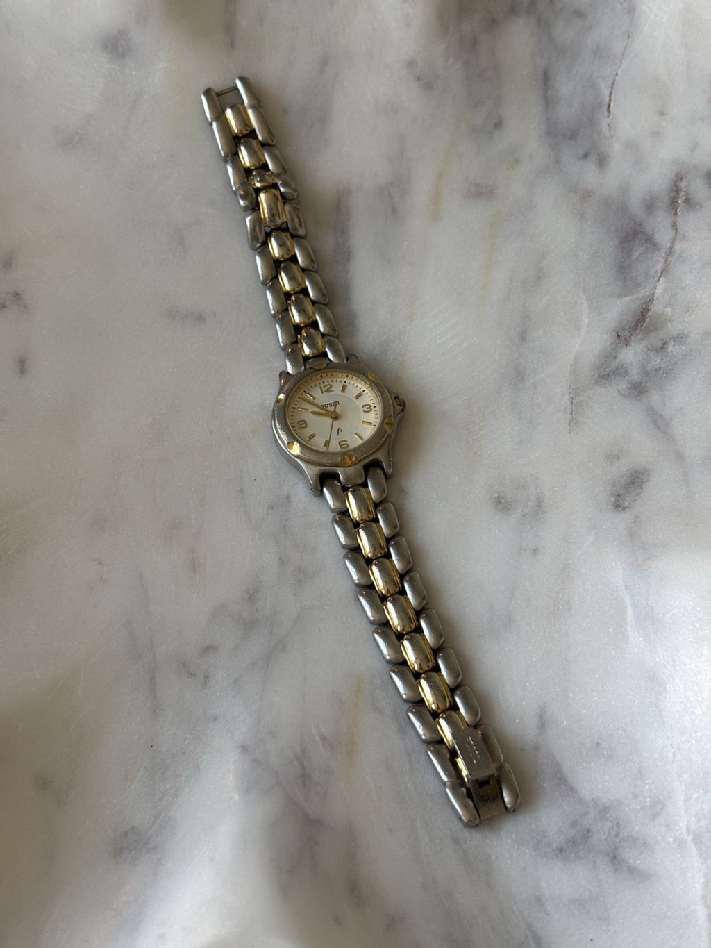 FOSSIL Vintage Y2K Two-Tone Quartz Movement Wrist Watch Gold/Silver (F2 ES-9814)