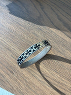 COACH 2003 Vintage Signature C Crystals Bangle Bracelet Black Enamel Gold Tone