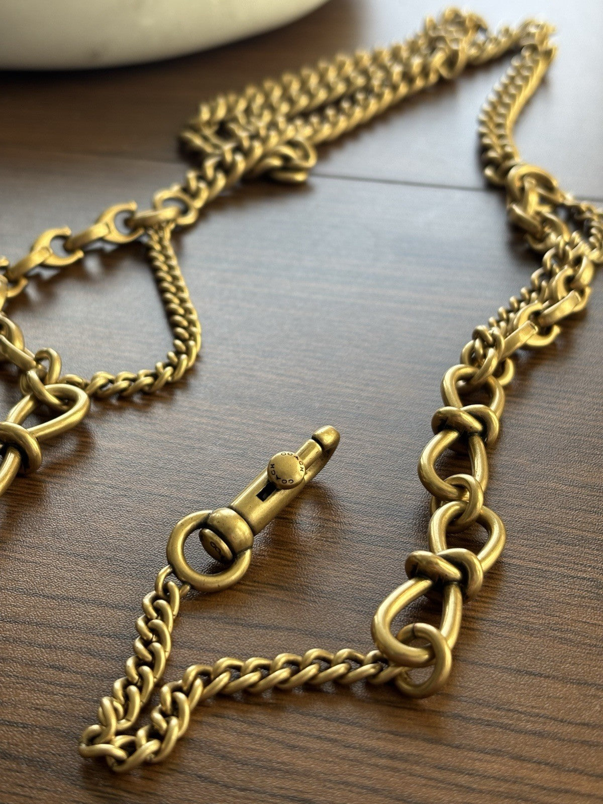 COACH Rare Bag Chain Strap Gold/Antique Brass Metal Bow Knot/ C Link (org $195)