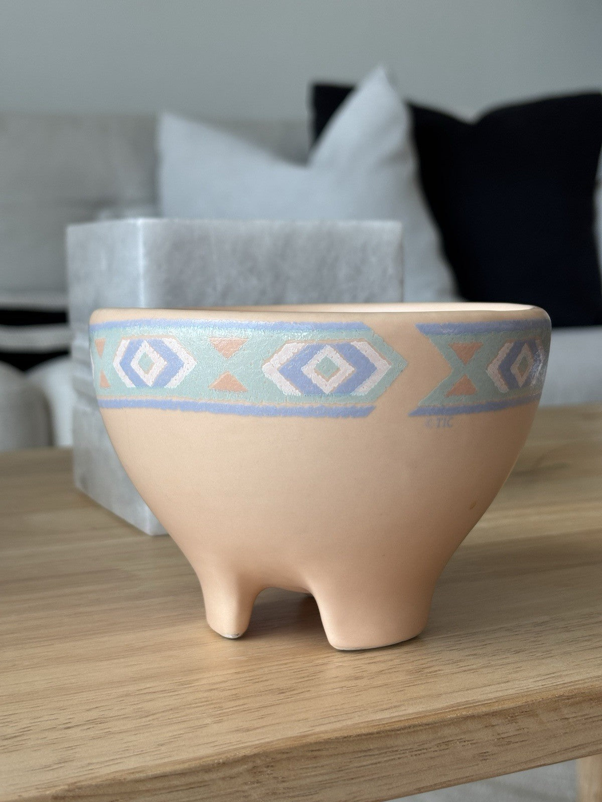 1983 VINTAGE “Treasure Craft” USA Southwest Ceramic Terracotta Salsa Dip Bowl