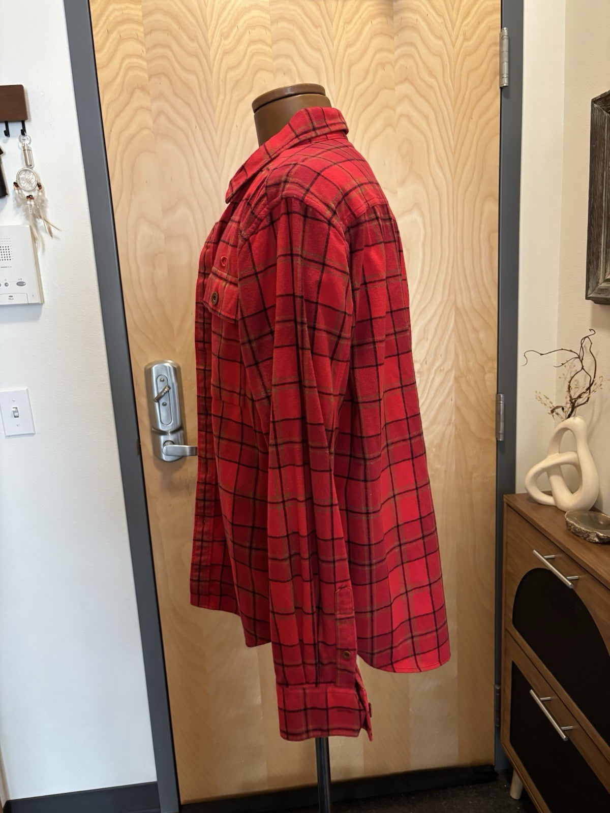 New COACH Designer Sz Large Long Sleeve Button Shirt Flannel Red Plaid (org$350)