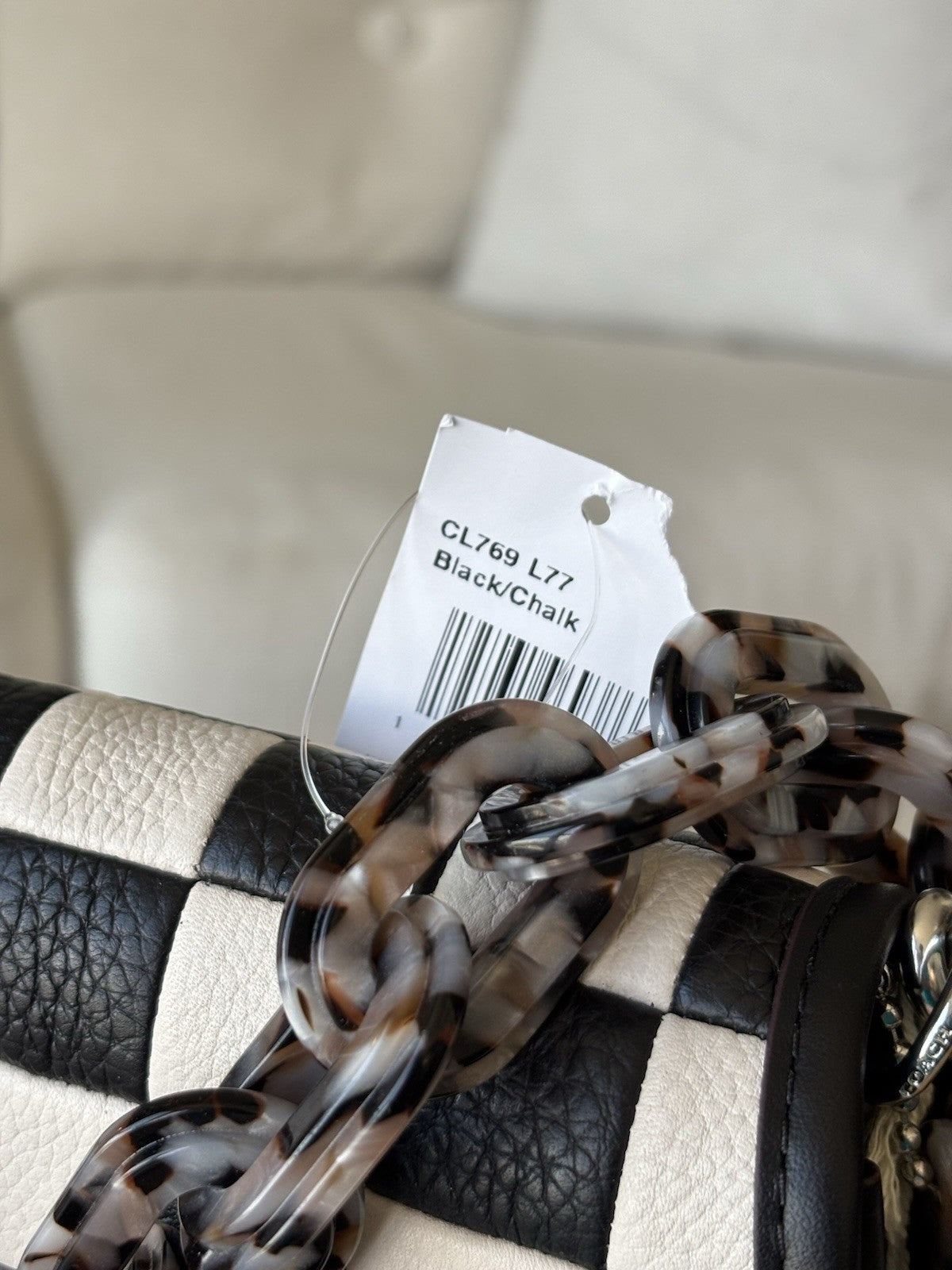 COACH Coachtopia Wavy Dinky Crossbody Bag Black/white Checkerboard Check Leather
