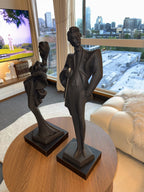 VINTAGE 1989 Austin Productions Statue Pair Alexsander Danel Art Deco Black- 31”