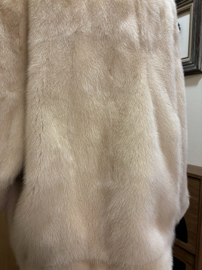 1970 FABIANI ROMA Vintage Mink Real Fur Coat Zip Jacket Cream/White (org $3500)