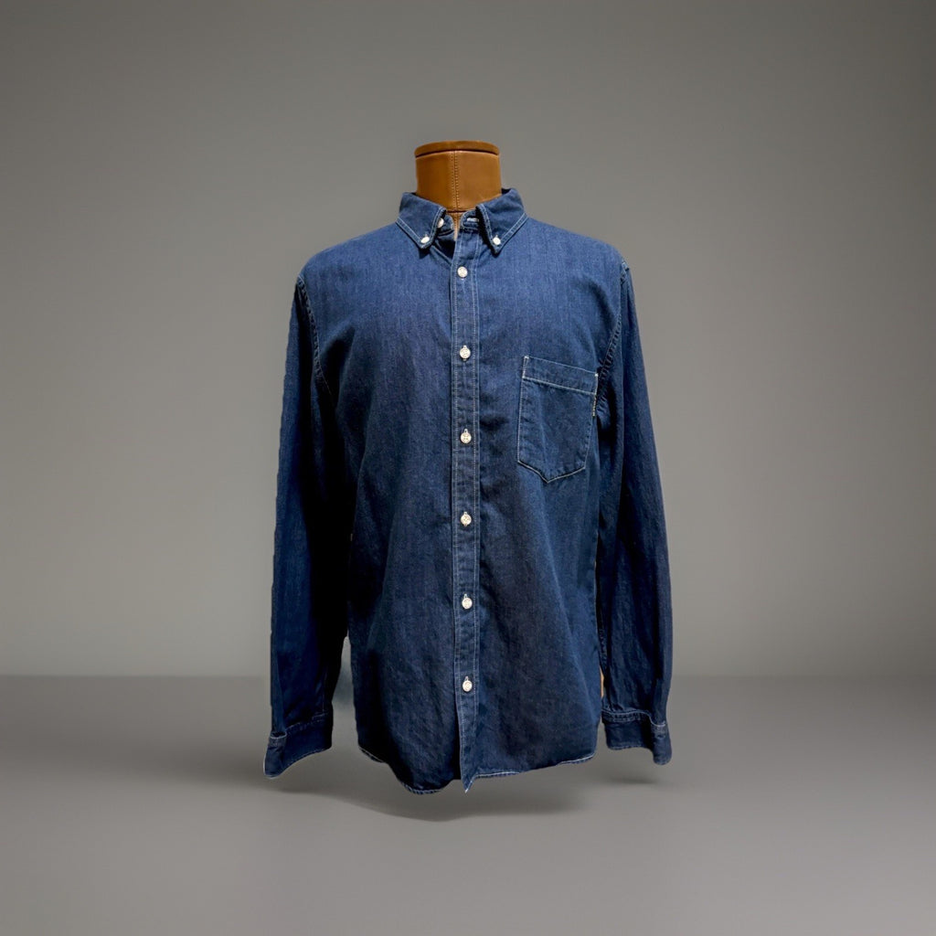 COACH Designer Blue Jean Denim Long Sleeve Cotton Button Up Size Men L(org $250)