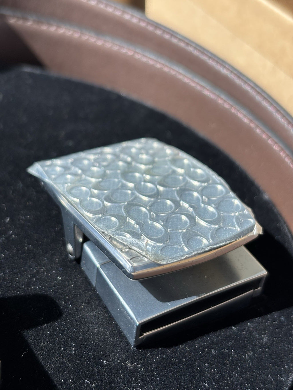 COACH Reversible Cowhide Leather Belt Brown/Black Two Buckles Box Set (org $198)