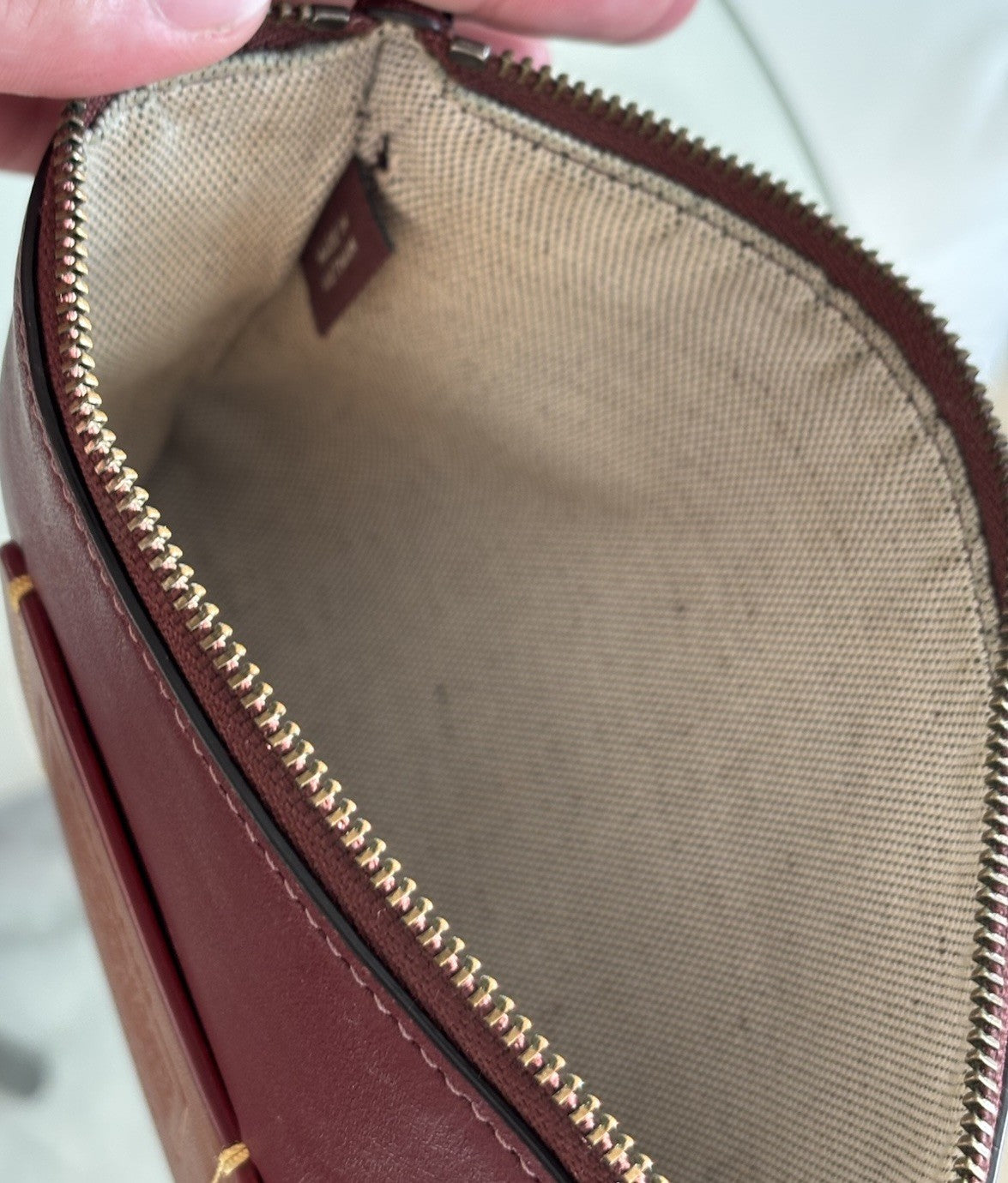 Custom COACH Create Skull Pins On Rogue Wristlet Burgundy Leather Medium Zip Top