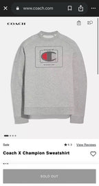 RARE Designer Coach x Champion Sweatshirt Crew Sold Out Collab Size M (org $395)