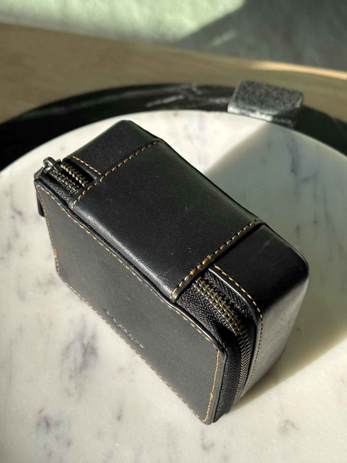 COACH Zipped Around Jewelry Leather Case Box Organizer Black (org $195)