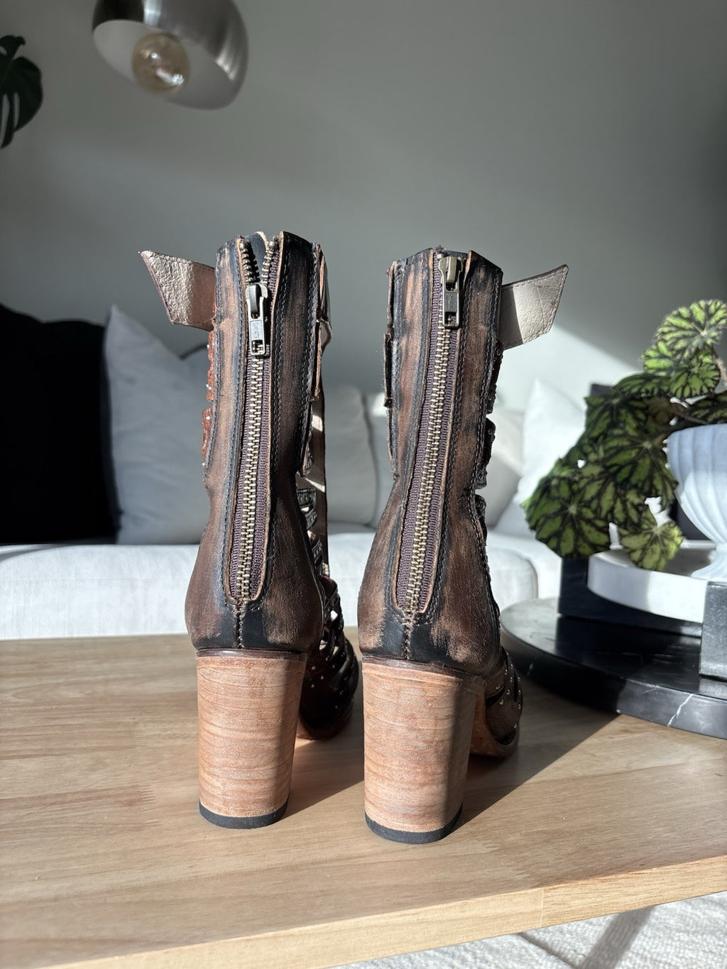 STEVEN BAKER Freebird Heals Boots Zip Belted Shoes Studs Rivets (org $350)