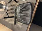 COACH Vintage 2005 Black Cow Leather Wristlet Silver Zip Pouch Contrast Stitch