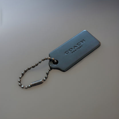 COACH Designer Metal Hanging Bag Charm Fob Black / Gunmetal Hardware Bead Chain