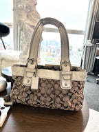 COACH Vintage SoHo Toffee Signature C White/Chalk Real Leather Shoulder/Handbag