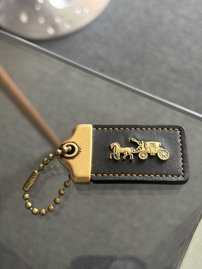 COACH 1941 Designer Hanging Tag Horse Carriage Bag Charm Fob Chain Black/Gold