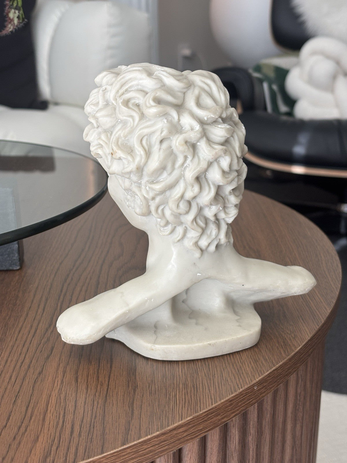 VINTAGE 1992 Michelangelo’s David Statue Bust Hand Made Marble Look Home Decor
