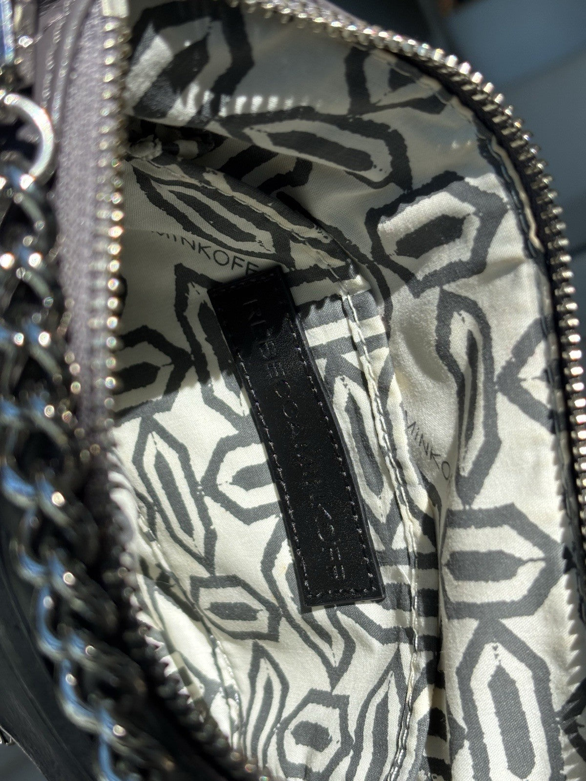 REBECCA MINKOFF Mini MAC Gray Quilted Leather Zip Crossbody Bag Chain (org $430)