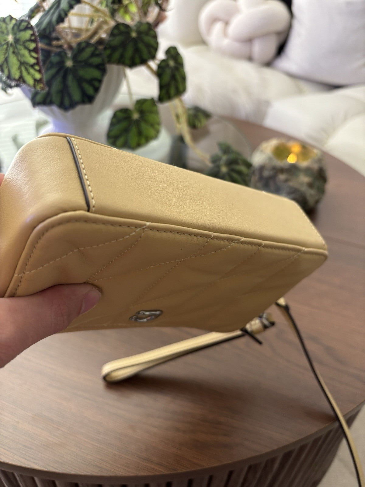 COACH Quilted Pillow Leather Crossbody Wristlet Kira Bag Hay/Yellow (Org $295)