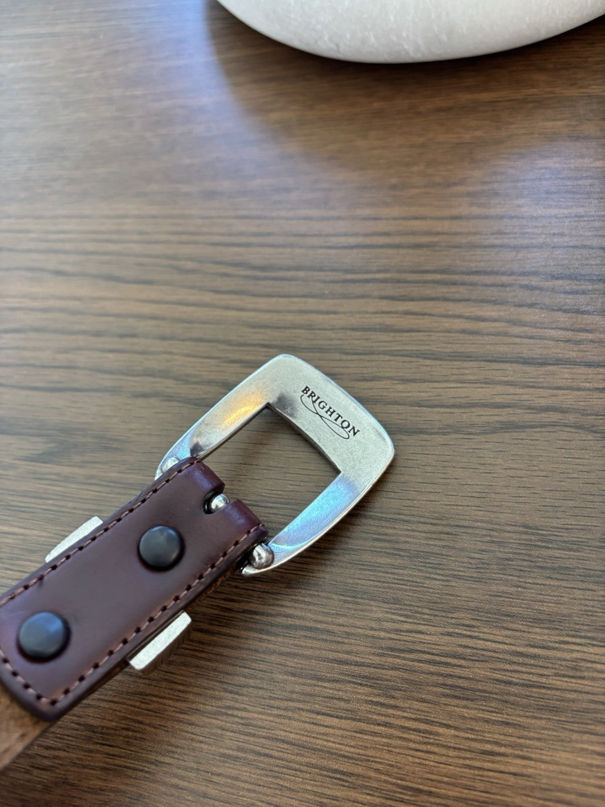 Genuine Turquoise BRIGHTON Cody Taper Brown Leather Belt Size 30/32 Silver Plate