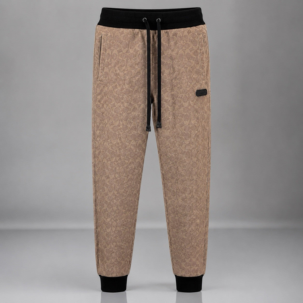 COACH Signature C Print Essential Joggers Beige/Black Button Pockets (org $295)