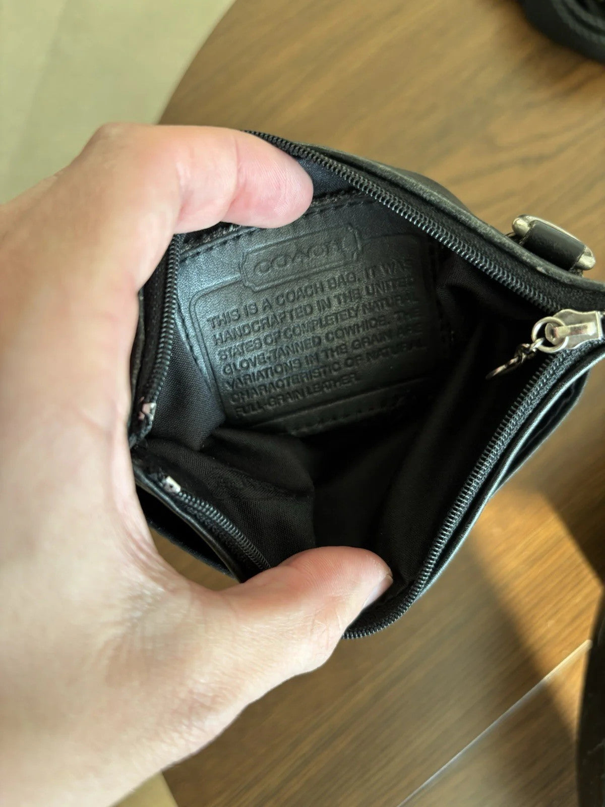 COACH Vintage Black Leather Pouch Crossbody Custom Bottle Cap Pins (org $125)