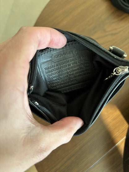 COACH Vintage Black Leather Pouch Crossbody Custom Bottle Cap Pins (org $125)