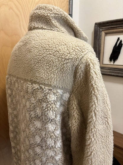 COACH Runway Sherpa Fur Coat Jacket Zip Signature Print Cream Size L (org $695)