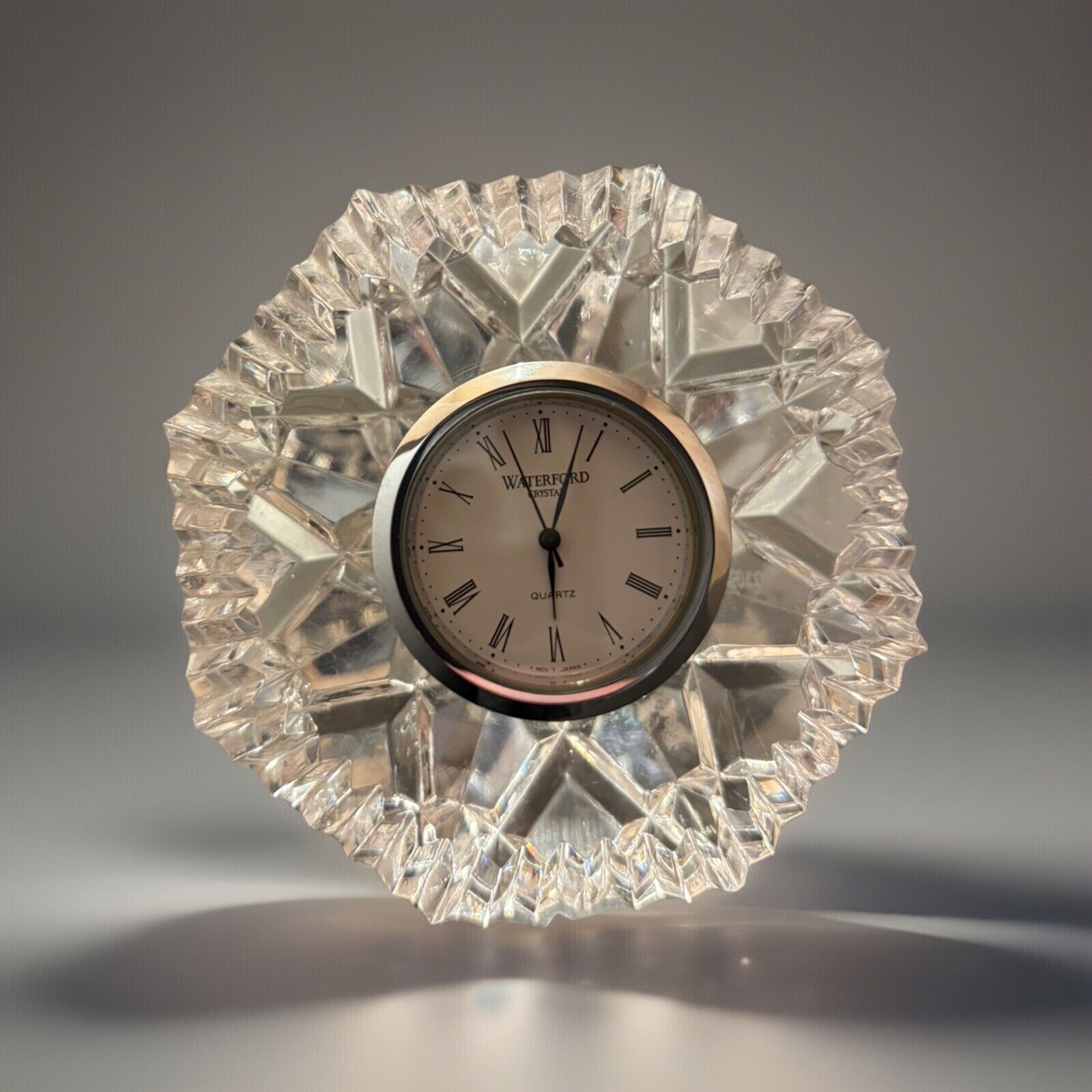 Vintage Waterford Crystal Classic Lismore Diamond Shape Desk Clock 3.5" Deco