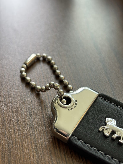 COACH 1941 Designer Hanging Tag Horse Carriage Bag Charm Fob Chain Black/Silver