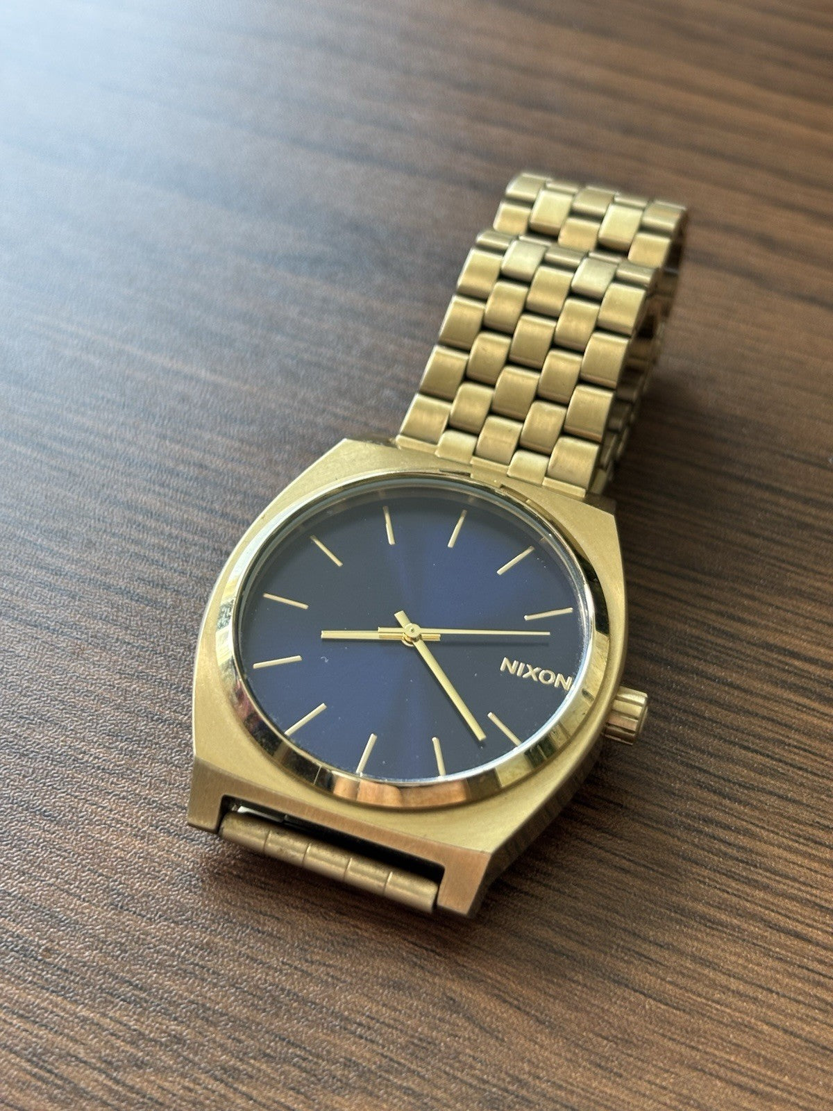 NIXON Time Teller Watch Blue Dial 37mm Gold Stainless Steel Mesh Band A045-1931