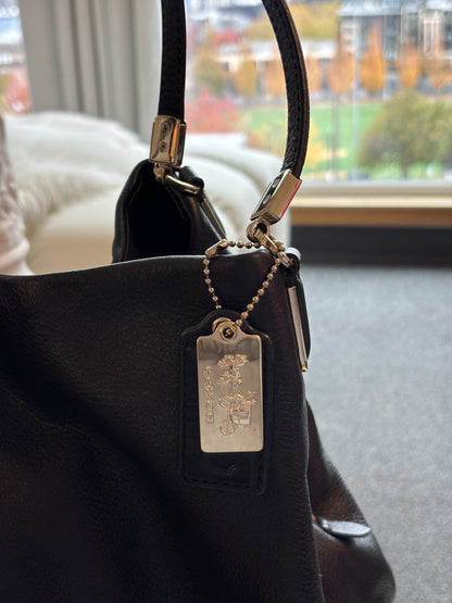 Designer COACH Madison Phoebe Shoulder Bag Black Leather 3Compartment (org $395)