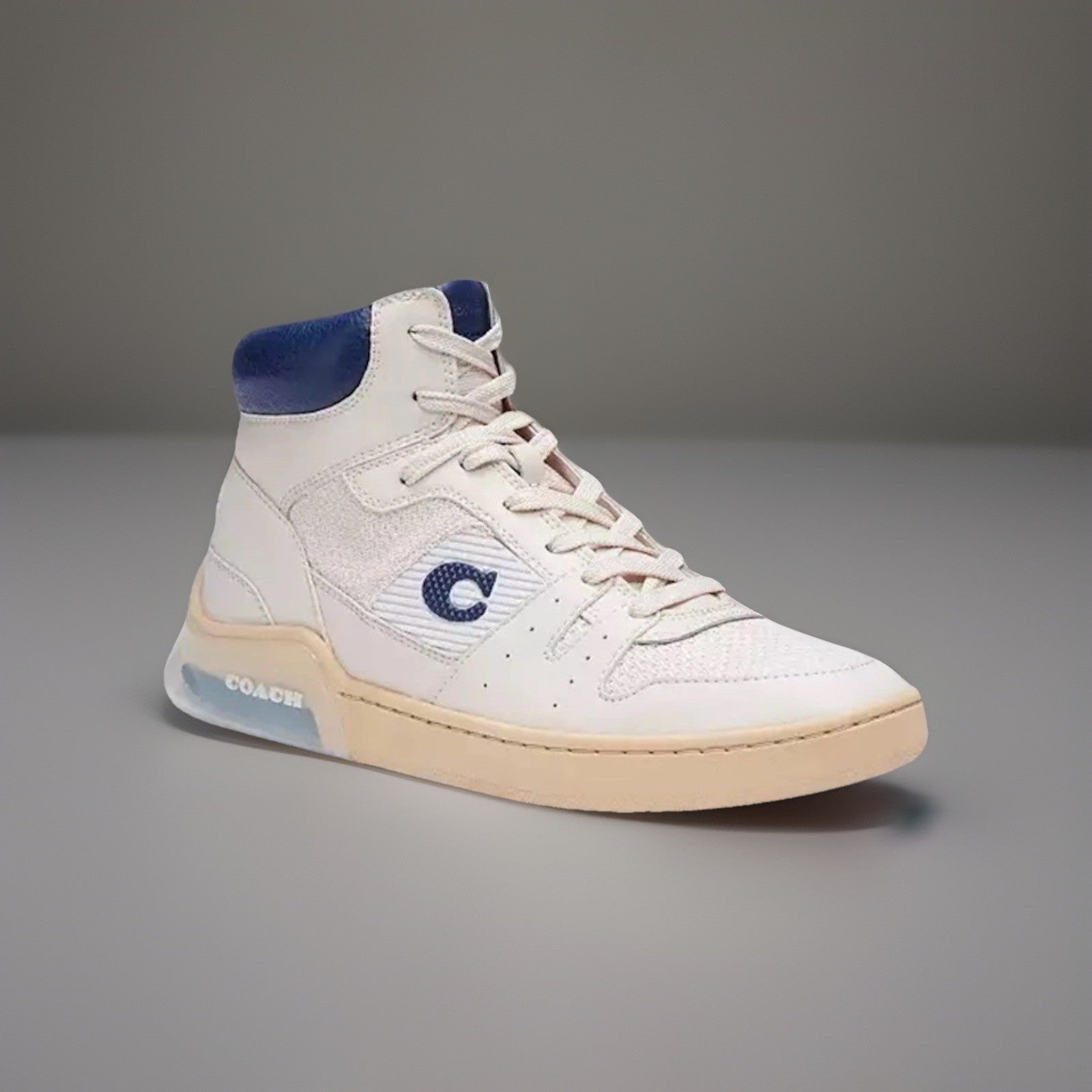 Coach Men Citysole Knit & Suede High Top Sneaker. Sz10.5 Color White/Chalk C7087