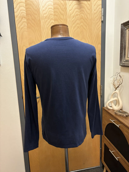 Designer COACH 100% Cotton Long Sleeve T-Shirt Navy Blue Rexy Patch Sz S ($125)
