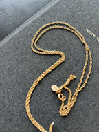 AVON Vintage Necklace Apple Frosted Clear Quartz Pendant Gold Long Chain 28 inch