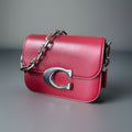 COACH Idol Red Leather Logo Plaque Chain Shoulder Bag Crossbody Strap (org $695)