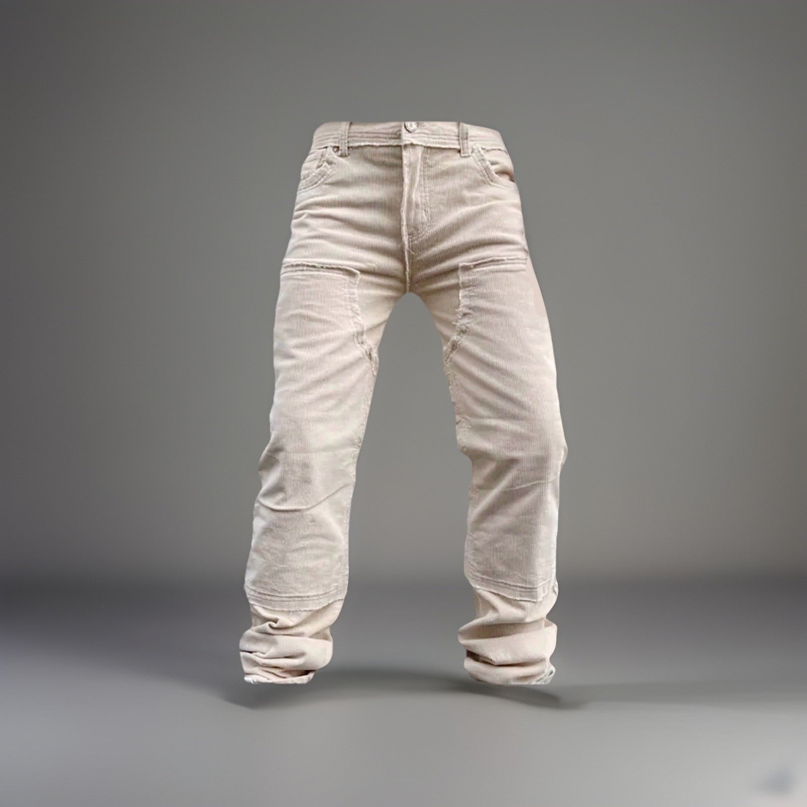 NWT REASON Mens Beige Distressed Pocket Premium Denim Straight Fit Jeans Size 30