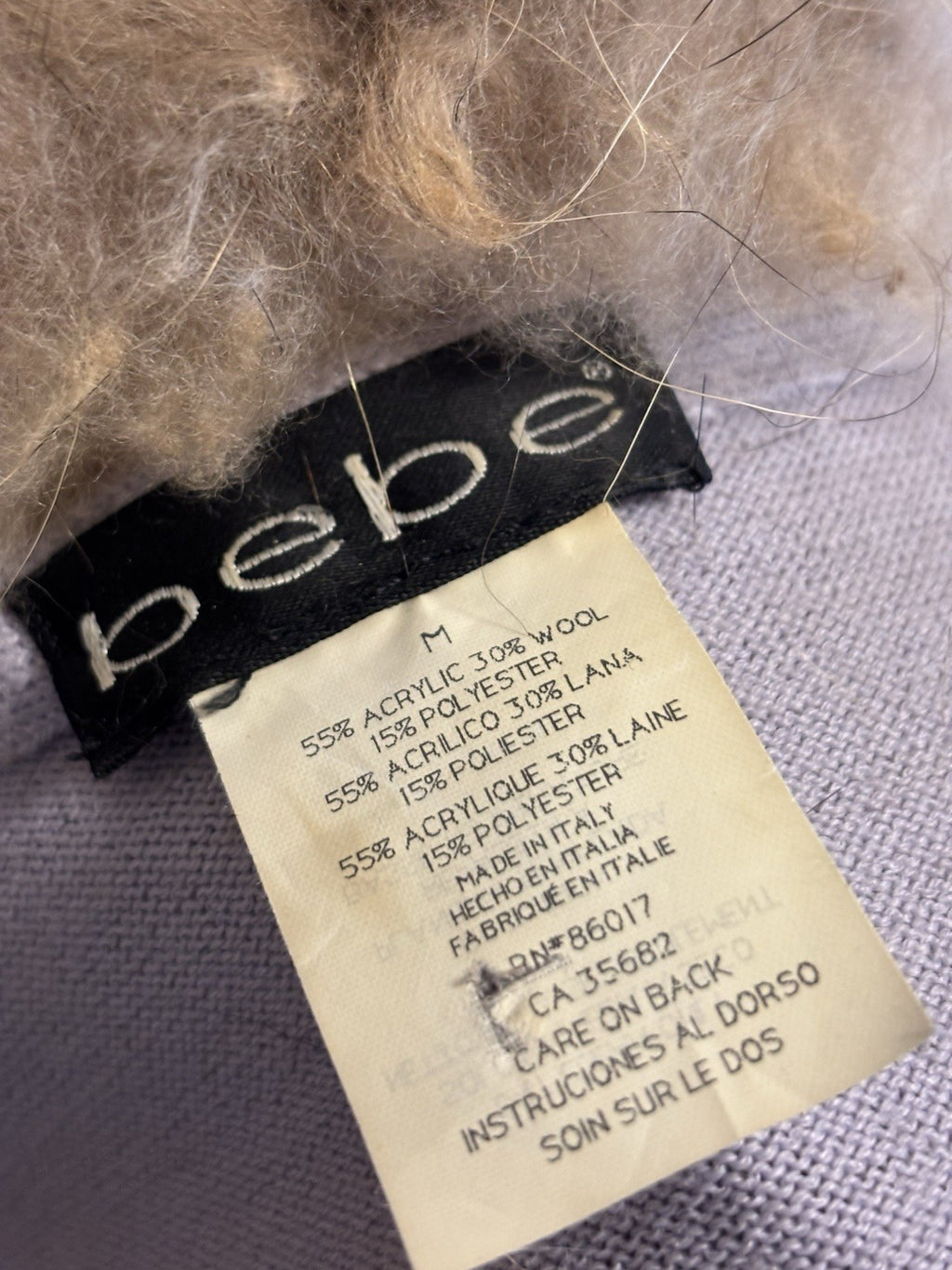 BEBE Y2K Luxury Italy Collection Cardigan Real Fox Fur Collar Blue M (org $660)