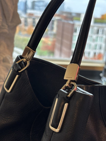 Designer COACH Madison Phoebe Shoulder Bag Black Leather 3Compartment (org $395)