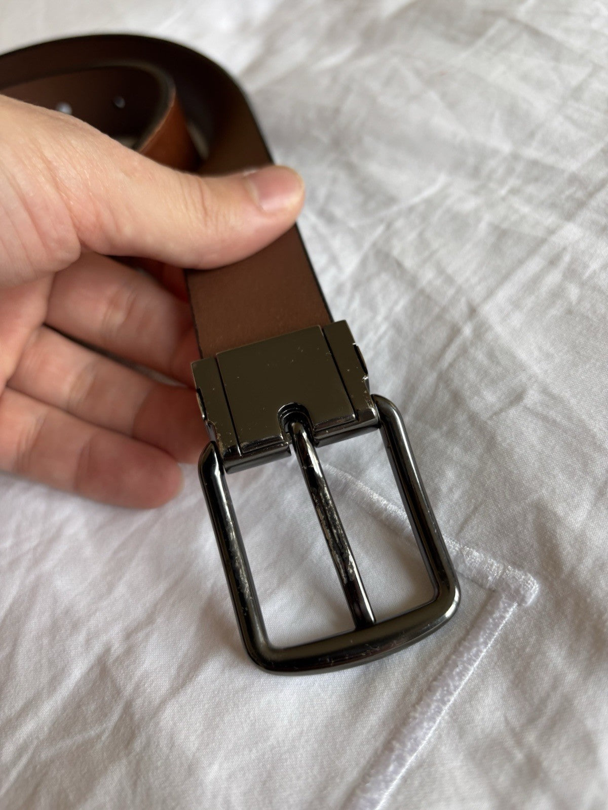 Designer COACH Belt Gun Metal Buckle Mahogany Brown Leather Cut 32 (org $175) ￼